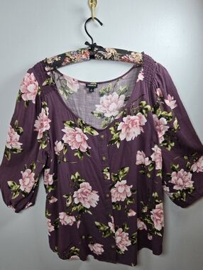 Floral Romantic & Whimsical Boho Chic Cottage Scoop Neck Plus Size 2 Torrid Top